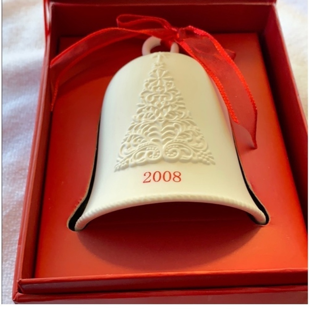 Hallmark Keepsake 2008 White Porcelain Bell Christmas Ornament